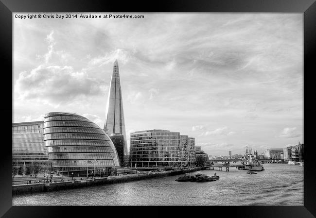 The Shard and London Skyline Framed Print by Chris Day