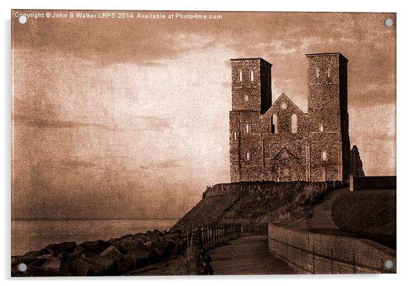 The Reculver Towers Acrylic by John B Walker LRPS