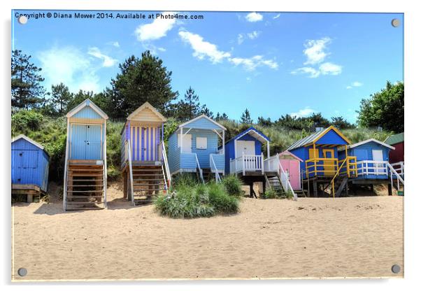 Beach Huts Acrylic by Diana Mower