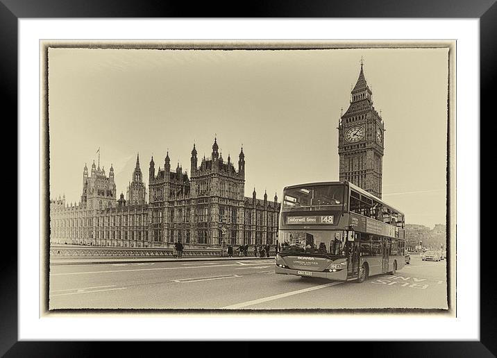 The old and new. in sepia Framed Mounted Print by Mark Bunning