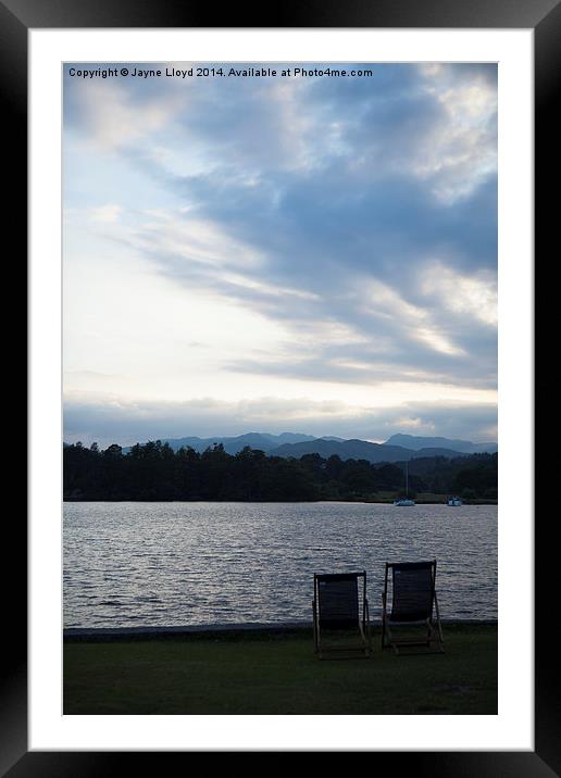 Deckchairs view of Lake Windermere Framed Mounted Print by J Lloyd