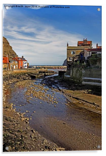 To The Harbour Mouth Staithes Acrylic by keith sayer