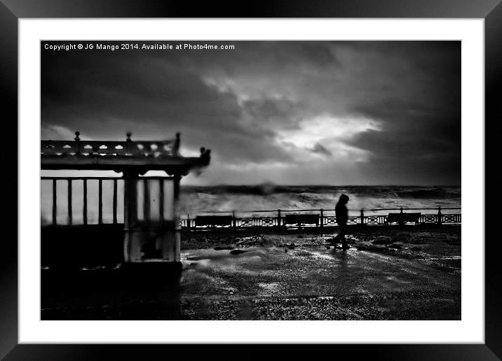 Brighton Seafront Storm Walk Framed Mounted Print by JG Mango