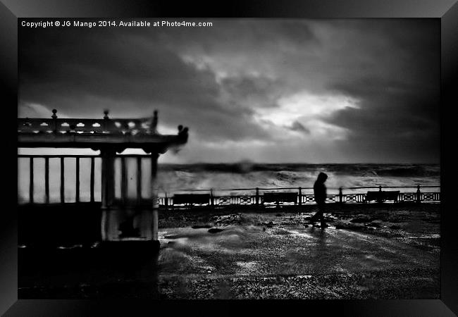 Brighton Seafront Storm Walk Framed Print by JG Mango