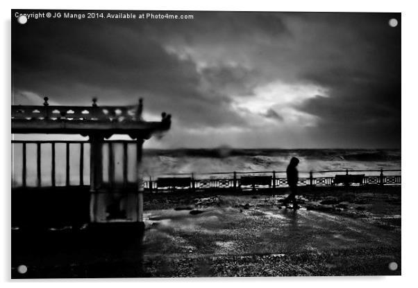 Brighton Seafront Storm Walk Acrylic by JG Mango