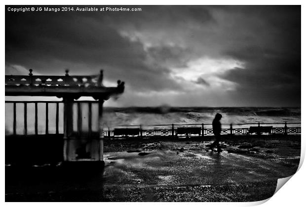 Brighton Seafront Storm Walk Print by JG Mango