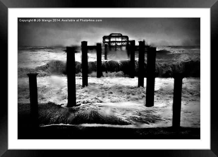 West Pier Winter Storm Framed Mounted Print by JG Mango
