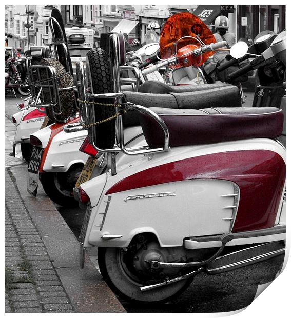 A row of Scooters Print by Paul Austen