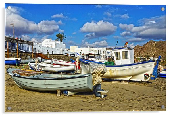Fishing boats at Las Negras Acrylic by Digby Merry