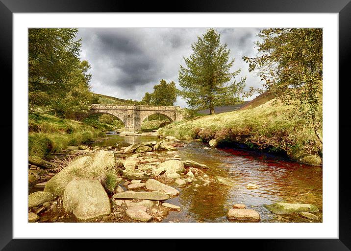 Slipping stones Bridge Framed Mounted Print by Angela Wallace
