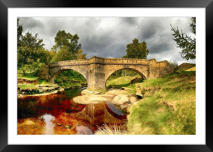 Skipping Stones Bridge Derbyshire Framed Mounted Print by Angela Wallace