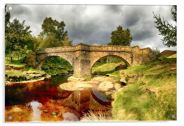 Skipping Stones Bridge Derbyshire Acrylic by Angela Wallace