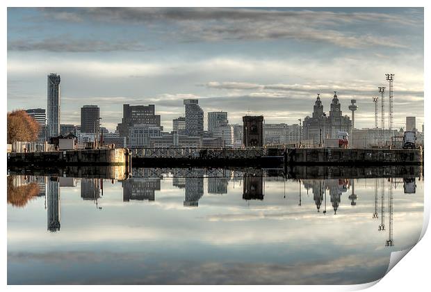 Liverpool skyline reflected Print by Paul Farrell Photography