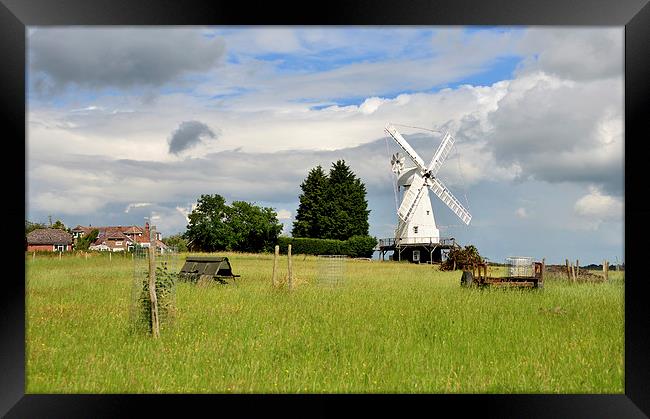 landscape with windmill Framed Print by Susan Sanger