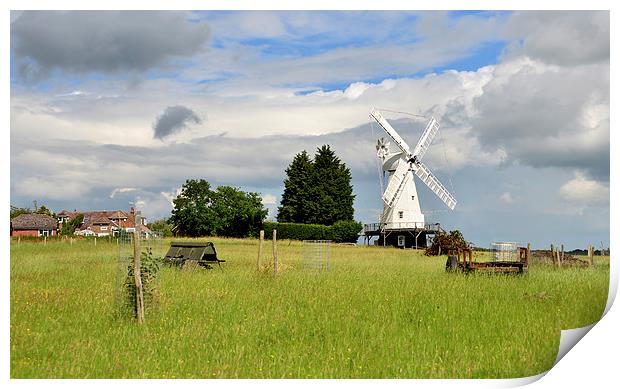landscape with windmill Print by Susan Sanger