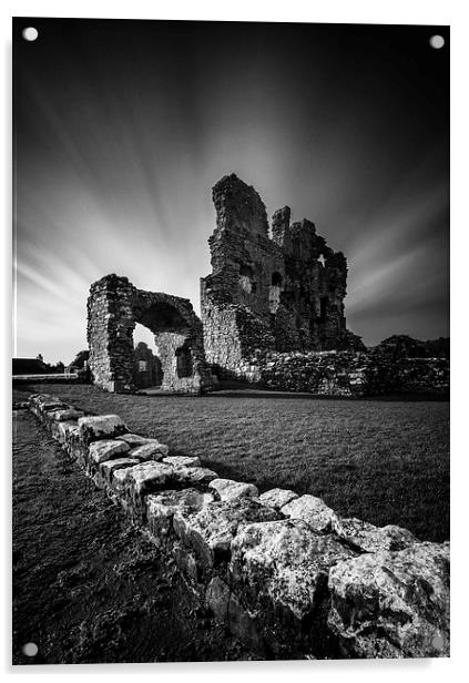 Ogmore Castle in monochrome Acrylic by Creative Photography Wales