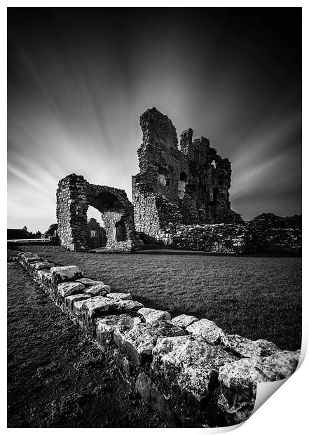 Ogmore Castle in monochrome Print by Creative Photography Wales