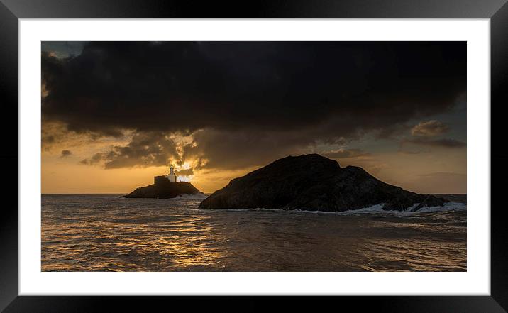 Mumbles Lighthouse Dawn Framed Mounted Print by Creative Photography Wales