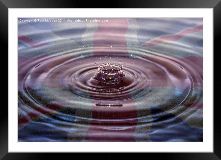 Water splash on Union Flag Framed Mounted Print by Paul Madden