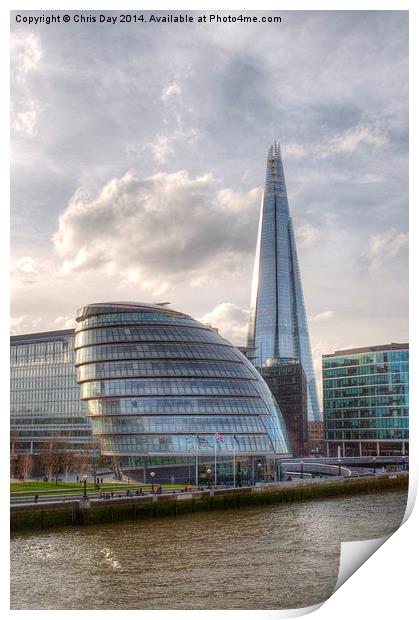 The Shard and City Hall Print by Chris Day