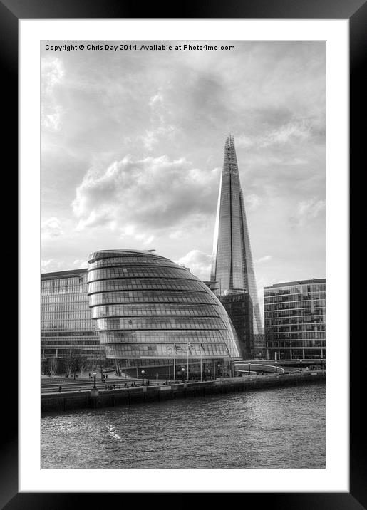 The Shard and City Hall Framed Mounted Print by Chris Day