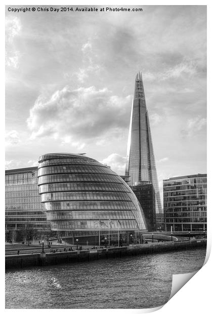 The Shard and City Hall Print by Chris Day