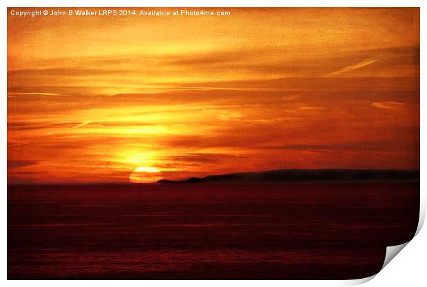 Sunset over the Isle of Wight Print by John B Walker LRPS