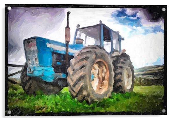 tractor in oil Acrylic by kevin wise