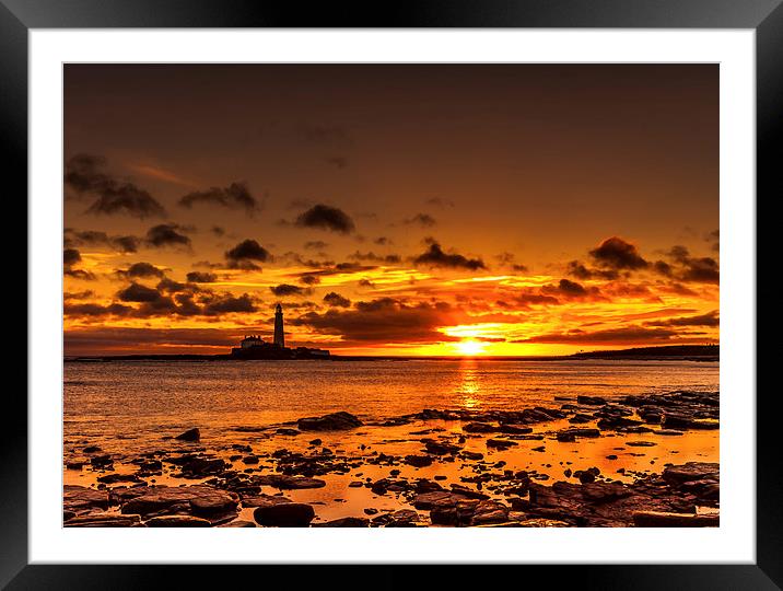 Sunrise over the lighthouse Framed Mounted Print by andrew stewart