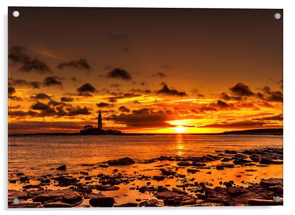 Sunrise over the lighthouse Acrylic by andrew stewart