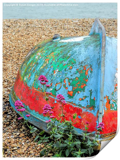 Rusty old boat Print by Susan Sanger