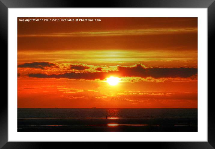 Sunset on the beach Framed Mounted Print by John Wain