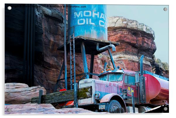 Truck in front of mountain Acrylic by Susan Sanger