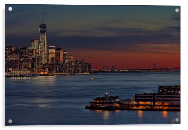 Freedom Tower Sunset Acrylic by Susan Candelario