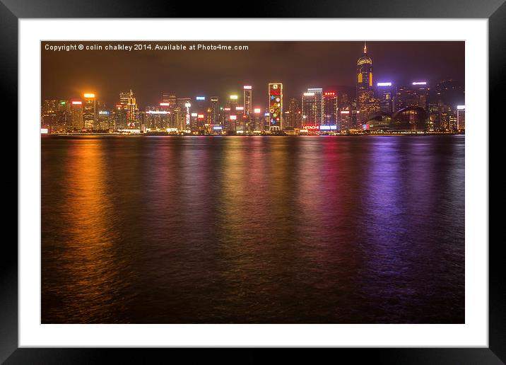 Victoria Harbour by night Framed Mounted Print by colin chalkley