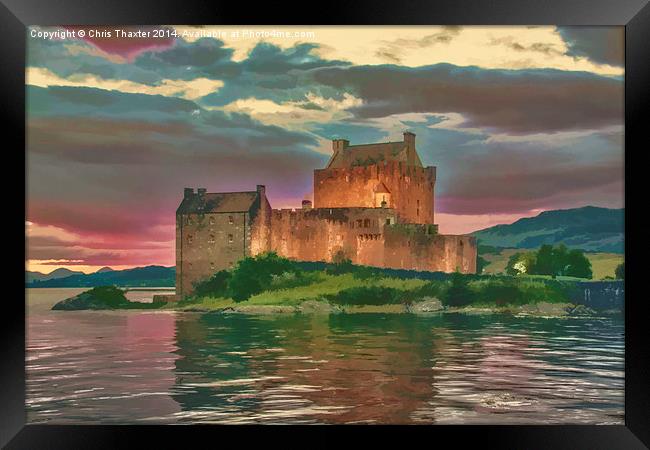 Eilean Donan Sunset Watercolour Effect Framed Print by Chris Thaxter