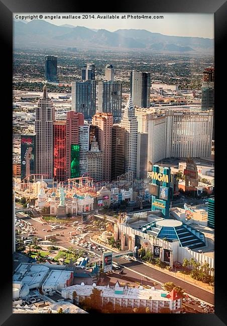 Las-Vegas hotels Ariel view Framed Print by Angela Wallace