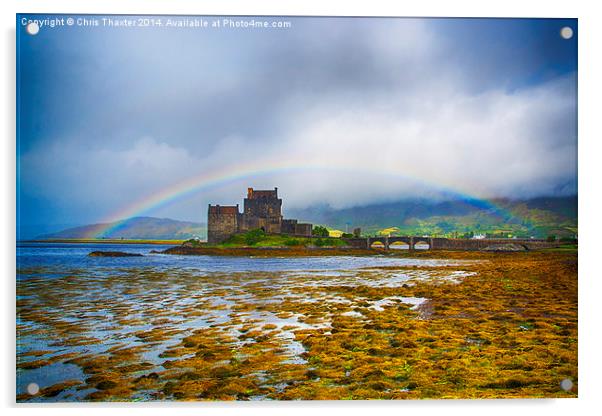 Rainbow over Eilean Donan Castle Acrylic by Chris Thaxter