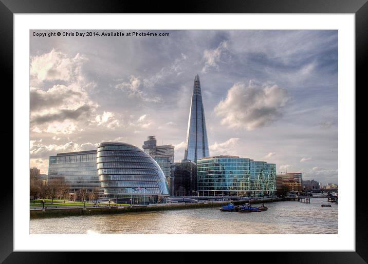 The Shard and London Skyline Framed Mounted Print by Chris Day