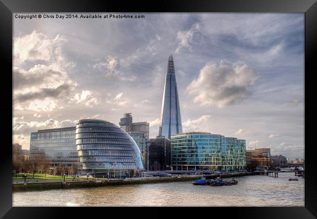 The Shard and London Skyline Framed Print by Chris Day