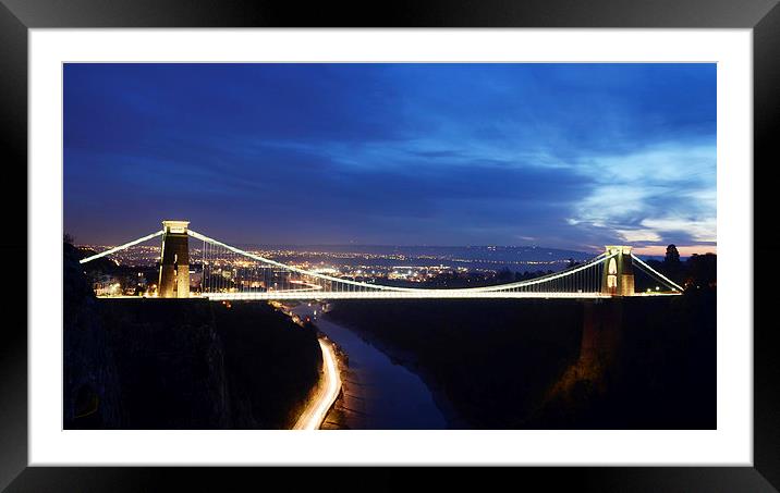 Clifton Suspension Bridge at Night, Bristol Framed Mounted Print by Carolyn Eaton