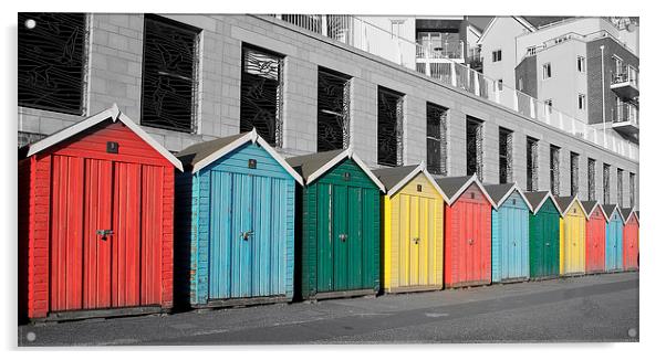 Vibrant Beach Huts of Bournemouth Acrylic by Daniel Rose