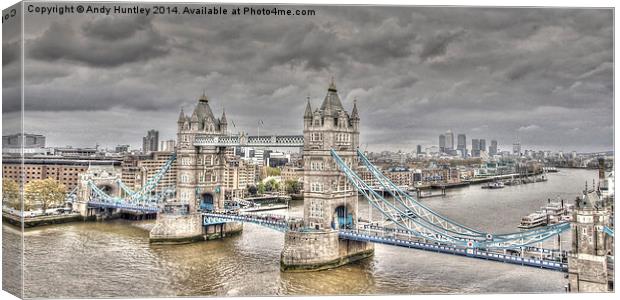 Tower Bridge from top of City Hall Canvas Print by Andy Huntley
