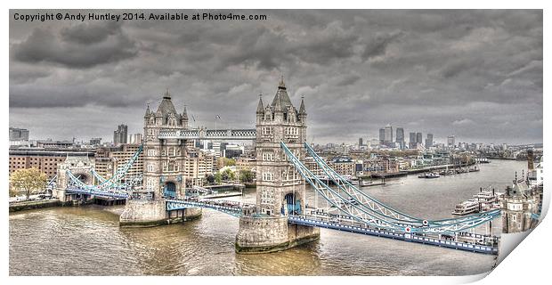 Tower Bridge from top of City Hall Print by Andy Huntley