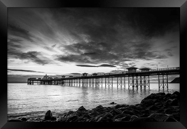 Llandudno Pier - Moody Skies Framed Print by Christine Smart