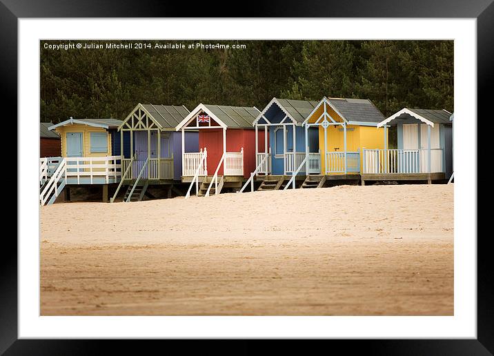 Beach Huts at Wells-Nest-The-Sea Framed Mounted Print by Julian Mitchell
