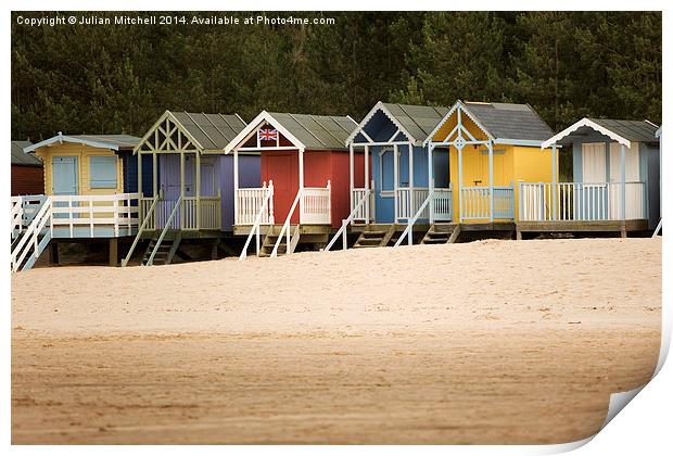 Beach Huts at Wells-Nest-The-Sea Print by Julian Mitchell
