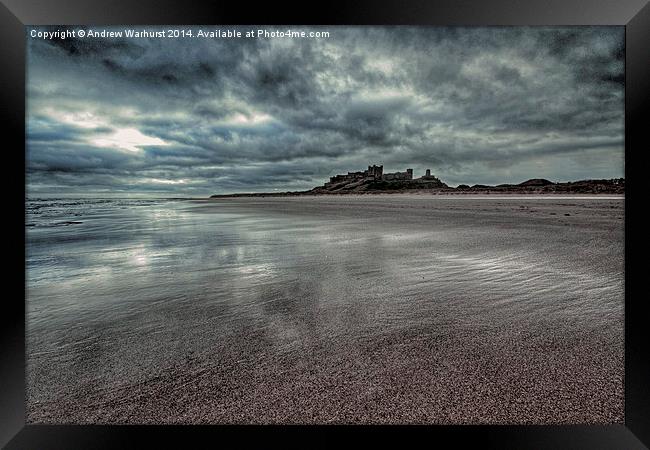 Bamburgh Beach and Castle Framed Print by Andrew Warhurst