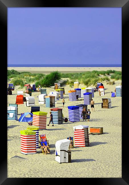 Beach cabins Framed Print by Susan Sanger