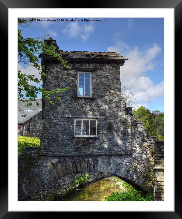 Bridge House Ambleside Cumbria Framed Mounted Print by Diana Mower